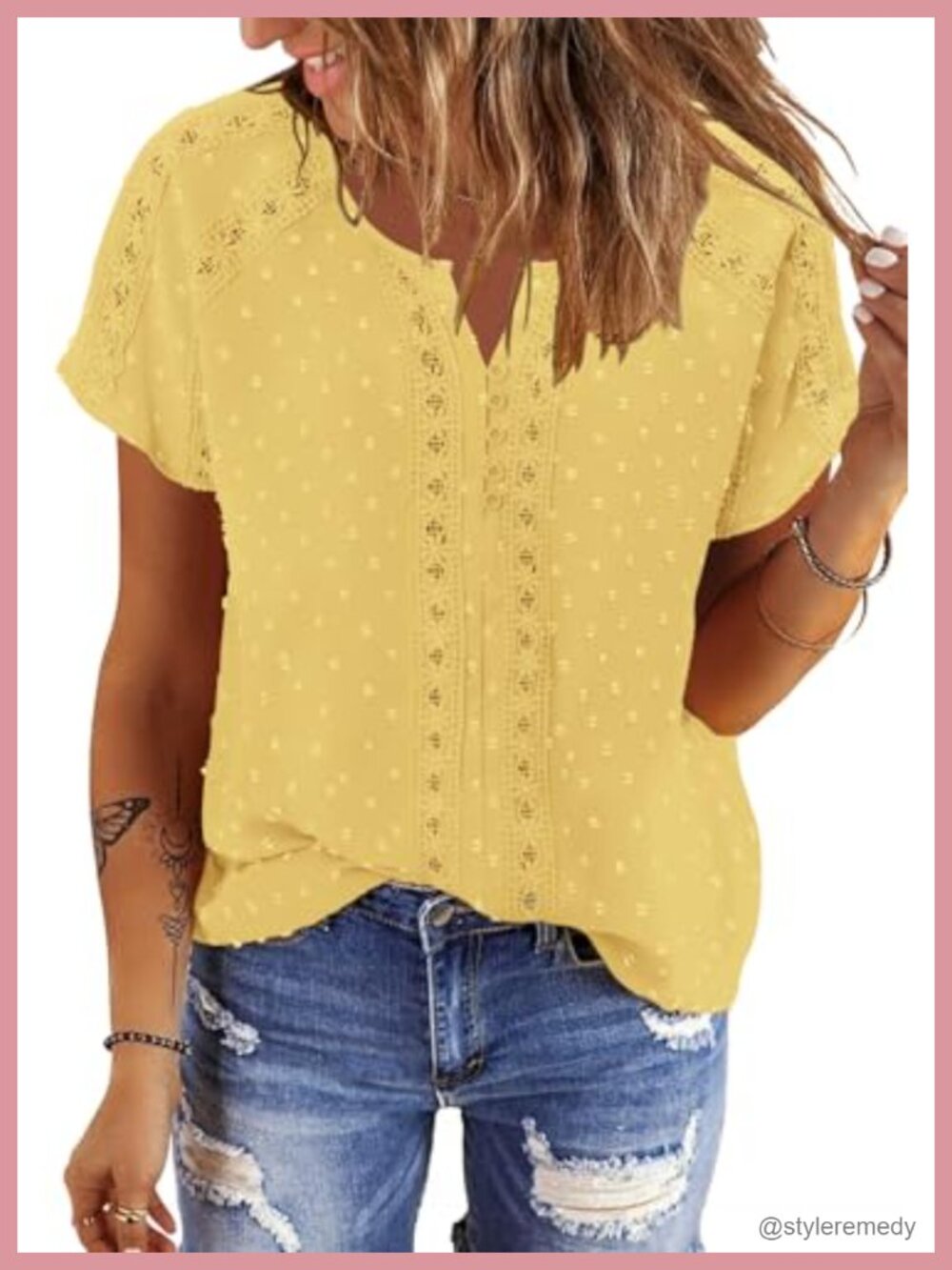 Womens Short Sleeve Boho Tunic Top V-Neck Flowy Blouse Casual Summer